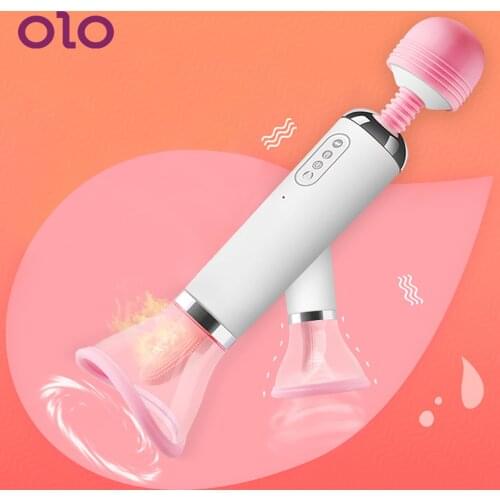 OLO Heating Sex Toys for Women Nipple Clit Sucking Vibrators Magic Wand AV Vibrator Clitoris Stimulator Tongue Licking 3 in 1