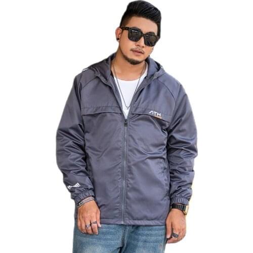 Fat Men Casual Jacket large size Outdoor Breathable Autumn Loose Windbreaker Hooded Bomber Jacket Mens Military Outwear Coat