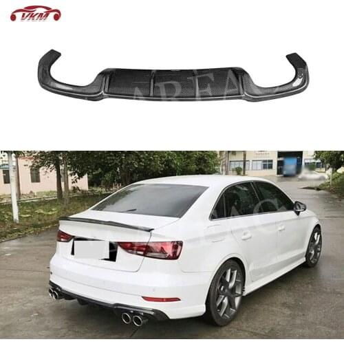 Carbon Fiber /FRP Rear Lip Diffuser for Audi A3 Sline S3 Sedan 4 door Not A3 Standard 2017 -2019 Fins Shark Bumper Guard Spoiler