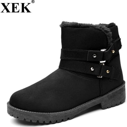 XEK 2018 new large size35-43 snow boots winter shoes woman cotton shoes super warm women boots shoes boots ZLL447