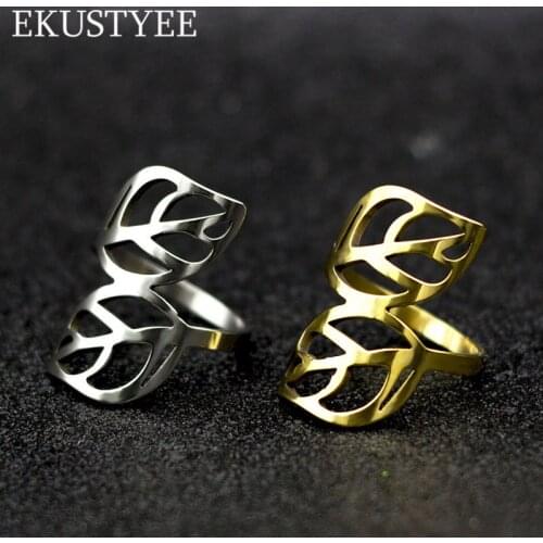 Crossed Leaves Stainless Steel Rings for women 2018 New Designed Fashion Jewelry