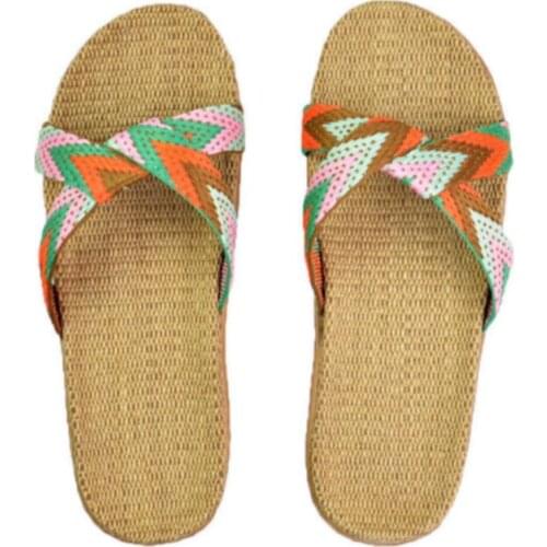 Women Large Size Soft Slippers Beach Flip Flops High Quality Home Floor Anti-slip Linen Slippers Summer Fashion Flip Flops