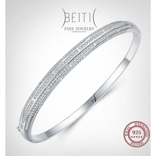 Beitil Sparkling Full Clear Zircon Fashion 925 Sterling Silver Bracelets For Women Classic Luxury Wedding Accessories Jewelry