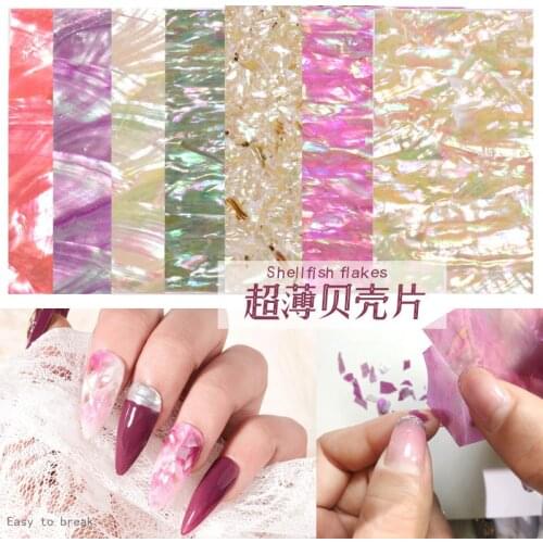 1 Sheet Natural Ultrathin Shell Slice Nail Art Decorations Easy To Break Flake Manicure Design Accessories
