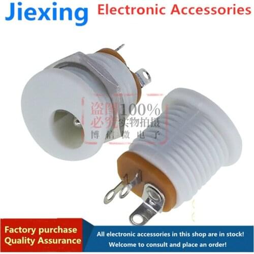 10 pieces of DC-022 white DC022 with nut 5.5*2.1MM socket round hole threaded nut panel installation