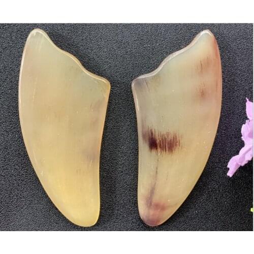 2pc Natural Yak Horn Guasha Board Gouache Scraper For Back Body Acupuntura Therapy Spa Face Massager Gua Sha Massage Tool
