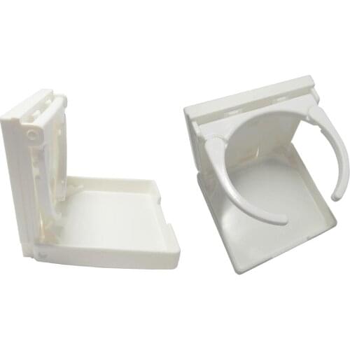 2pcs Adjustable Fold-Up Drink Holder For Boat Car Marine Rv (White)