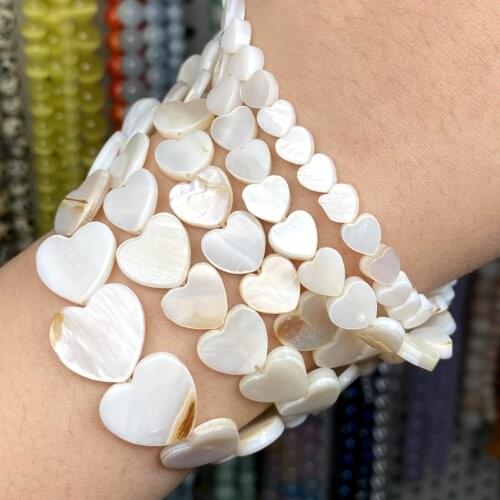 6/8/10/12/15mm Natural White Piercing Love Shell Mother Of Pearl Shells Loose Spacer Bead For Jewelry Making Diy Bracelet Charms