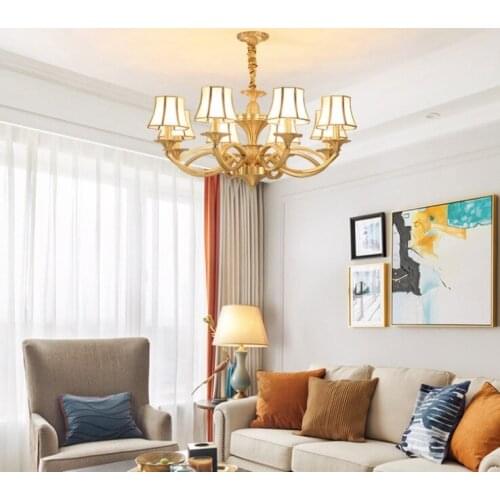 American copper villa living room luxury atmospheric chandeliers European retro dining room study bedroom lamps