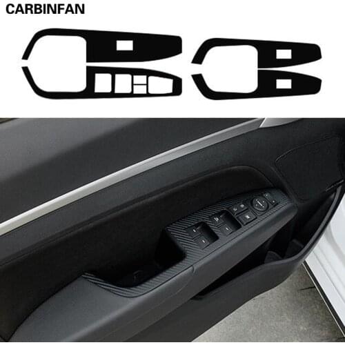 Car Styling Black Carbon Decal Car Window Lift Button Switch Panel Cover Trim Sticker For Hyundai Elantra 2017 2018 Avante