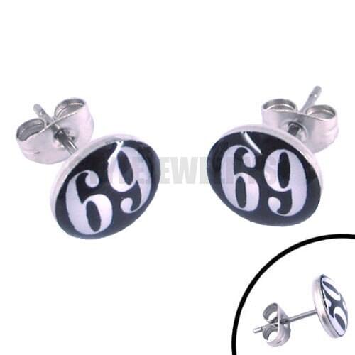 Free Shipping! Enamel Fashion 69 Earrings Body Piercing Stainless Steel Jewelry Motor Biker Earring Studs Wholesale SJE370067