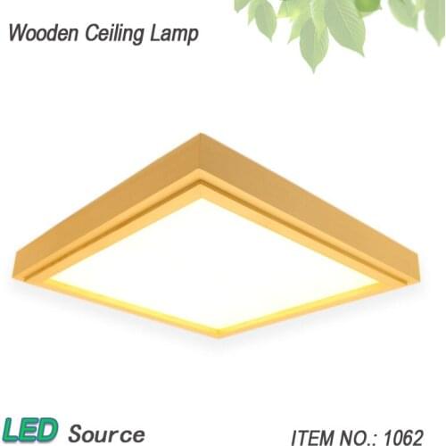 Japanese Style Tatami Wood Ceiling and Pinus Sylvestris Ultra-thin LED 30/33/43cm Wooden LED Lamp Square Ceiling Lamp Fixture