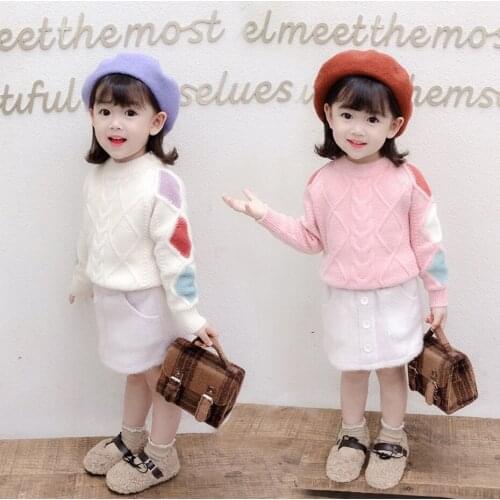 Childrens Turtleneck Geometric Girls Jumpers Casual Style Children Cardigan Spring Autumn Girl Clothes