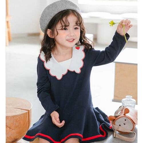 Kids Girls 2021 New Spring Autumn Long Sleeve Dress Toddler Girl Princess Dress Clothes Children Dress Strawberry Dress 2-6Y