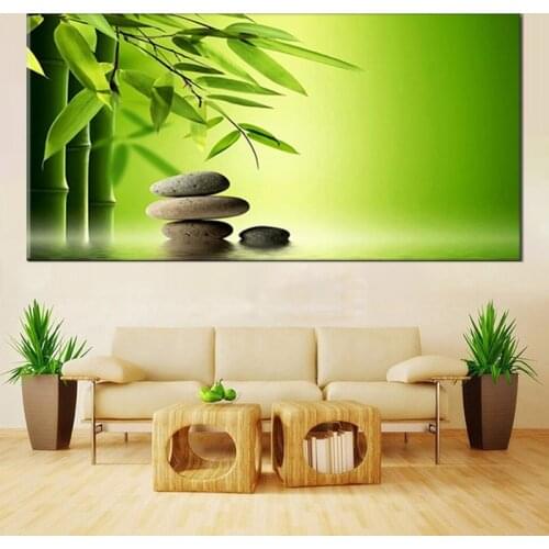 Print Zen Stones Bamboo Water Feng Shui Oil Painting Landscape on Canvas Cuadros Modern Wall Art Pictures for Living Room Sofa