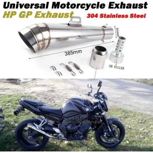 HP GP EXHAUST Modified Motorcycle Exhaust Pipe 304 Stainless Steel Fried Tube Gp Exhaust Pipe Muffler Escape Z800 Z900 MT09 MT07