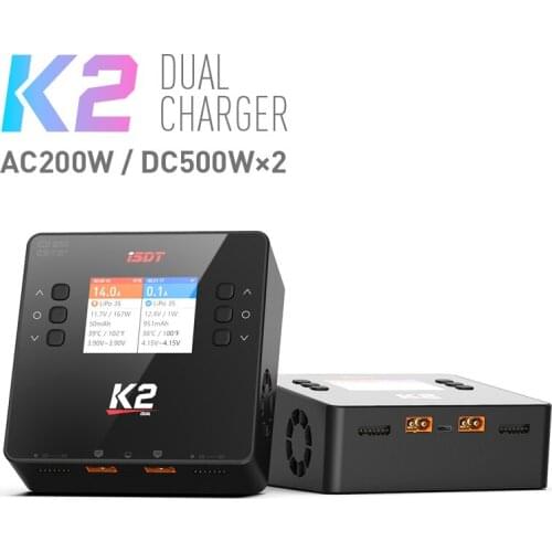 ISDT K2 Combo With Two 8in1 Charging Cable And Two JST-XH Balance AC 200W DC 500W x2 Dual Channel Charger For RC Model Battery
