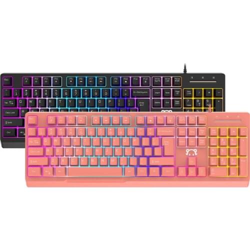 Pink Mechanical Gaming Keyboard 104 Keys USB Wired Gamer Keyboard RGB Backlight Mechanical Keyboard for PC Laptop Computer