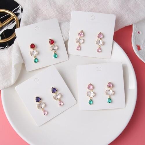 Korean Version New for Women Fashion Small Crystal Pendant Earrings Sweet Simple Earrings Brincos Gift