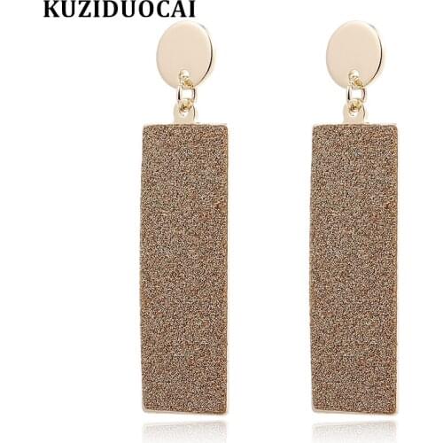 Kuziduocai New Fashion Jewelry Punk Metal Matte Geometric Statement Drop Earrings For Women oorbellen E-1859