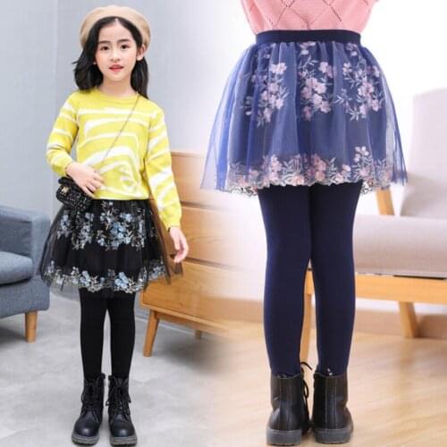 2019 Spring Autumn Toddler Teenage Girls Leggings Kids Girl Legging Floral Cake Skirt Pants Child Trousers Cotton Leggins JW4968
