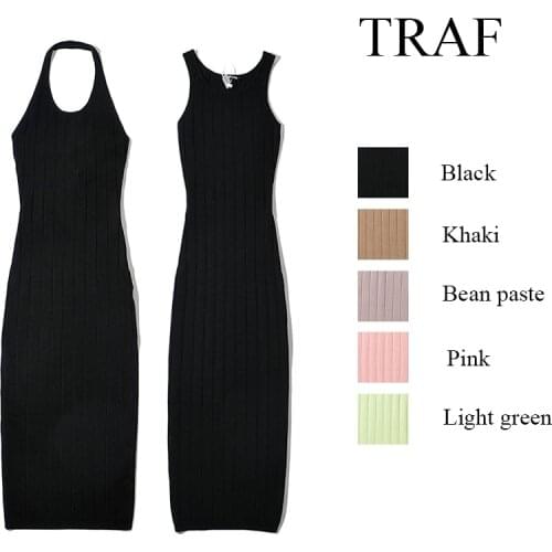 TRAF ZA Womens Clothing Dress 2021 Summer Women Indie Folk Vintage Crochet Hook Handmade Knitted Colorful Sexy Beach Dress