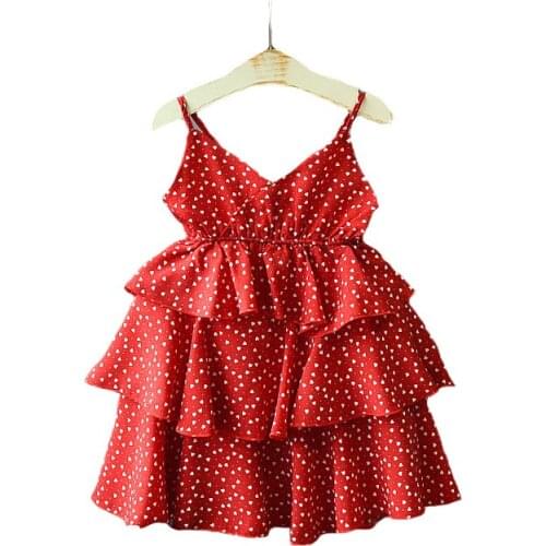 Summer Dresses For Girls 2 Color Dots Strap Cake Style Princess Costume Carnival Party Dress New Year Children Birthday Present