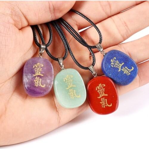 Natural crystal Religious charm pendant Japanese magic Jewelry Reiki Green Aventurine Lapis Lazuli Red Aventurine necklace