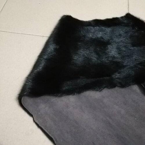 Raw Mink fur 22 cm*50 cm High quality Smooth Animal fur Black pelt Natural Fur