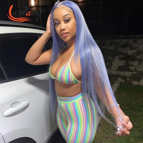 13x6 Lace Frontal Purple 40 Inches Human Hair Wig Hd Transparent Lace Front Full Straight Colored Wig Pre Plucked Bleached Knots