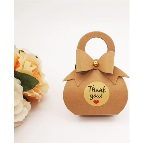 Personalized kraft paper wedding candy box sticker wedding birthday candy packaging box retro simple hand box