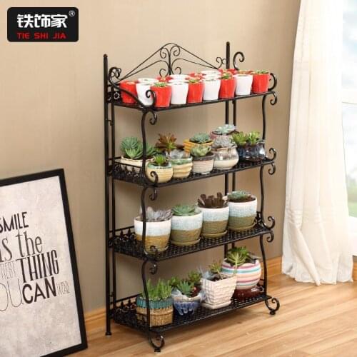 Wrought Iron Multi-storey Floor Balcony Flower Shelf Rack Indoor Living Room Succulent Flower Shelf Balcony Decoration