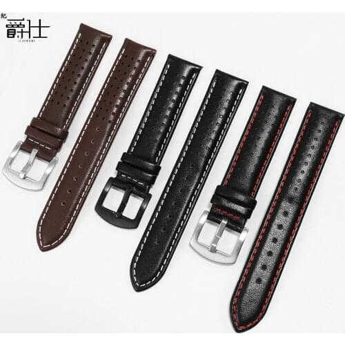 Genuine Leather Strap Suitable For Fiyta GA866002.MBR Men Women Cowhide Watch Chain 20mm Black Brown Wristband