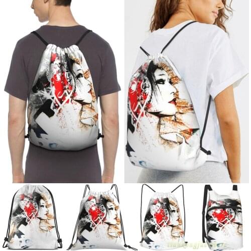 Men Sackpack Strap Bags Japanese Geisha Women Purpose Drawstring Backpacks Outdoor Travel Backpacks For Gym Training Fitness Bag