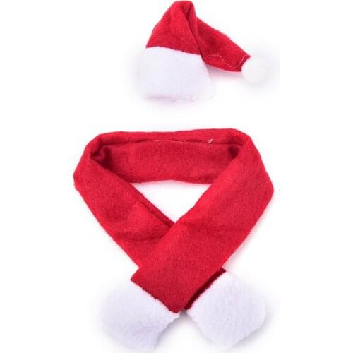 2Pcs/Set Christmas Decorations Red Hat+Scarf Christmas Wine Bottle Cover Hat Scarf Bottle Wrap Party Decor Gifts Wholesale