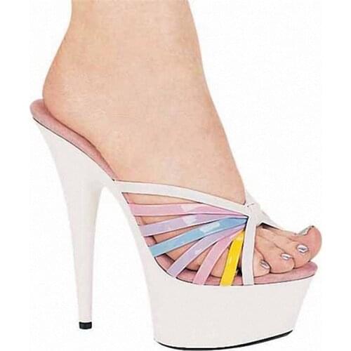 Six inches of stiletto matching color show shoes, fashion 15 cm slippers, beauty stage shoes