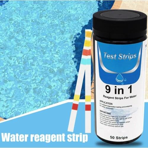 Pool Water Test Strips 9 in 1 Water Quality Chemistry Test Strips Swimming Pool Test Paper 50pcs/bottle