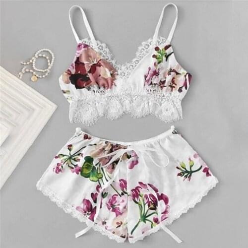 Women Sexy Lingerie Sleepwear Satin Silk Babydoll Lace Up Nightwear Pajamas Set Nightdress Lace Sleepwear Sexy Satin Lingerie