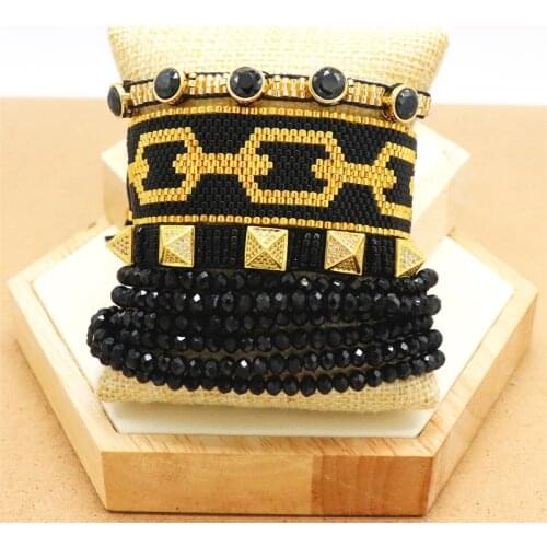 ZHONGVI Miyuki Seed Beads Bracelets 2021 Zircon Rivets Bracelet For Women Bohemian Pulsera Woven Friendship Jewelry Wrap Tassel
