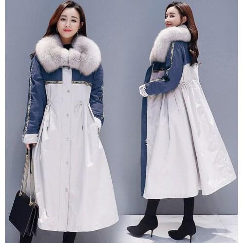 Plus Size 3XL Winter Long Faux Fur Parkas Coat Women Cotton-Padded Plus Velvet Warm Jacket Coats Womens Thicken Faux Fur Jackets