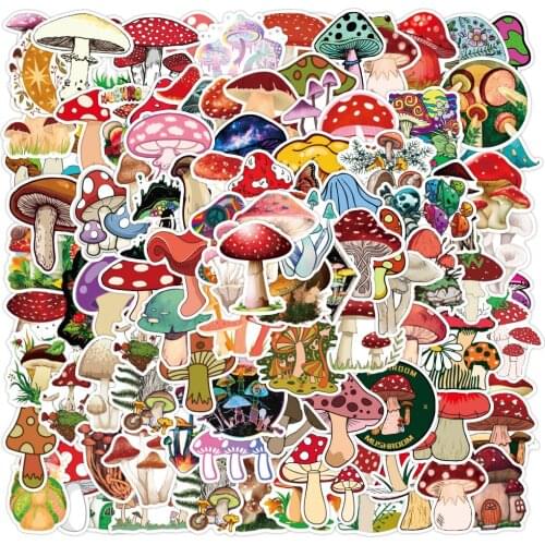 10/50/100PCS Plant Mushroom Stickers Laptop Guitar Luggage Skateboard Waterproof Graffiti Sticker Funny Decal Kid Classic Toy