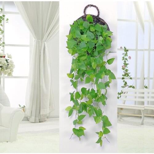 100cm Real touch Artificial Plants fake Green Leaves rattan Wall Hanging flower Vine greenery vertical Garden Wedding decoration