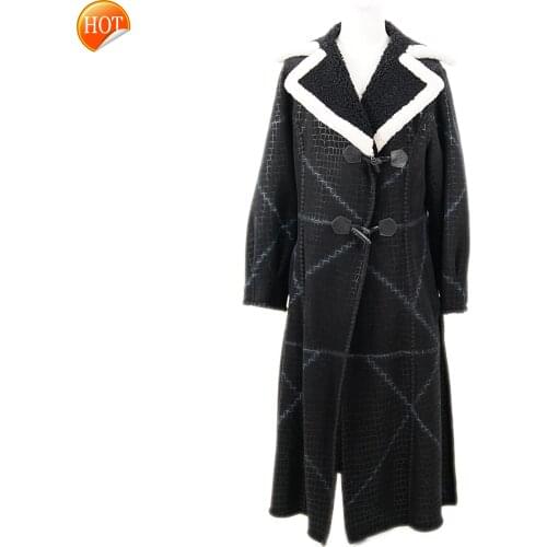 2021womens winter new wool knee length elegant sheepskin coat