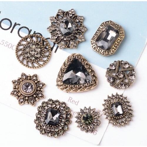 5pcs/lot Alloy Creative Rhinestone Gold Pearls Pendant Button Ornaments Jewelry Earrings Choker Hair bag DIY Jewelry Accessories