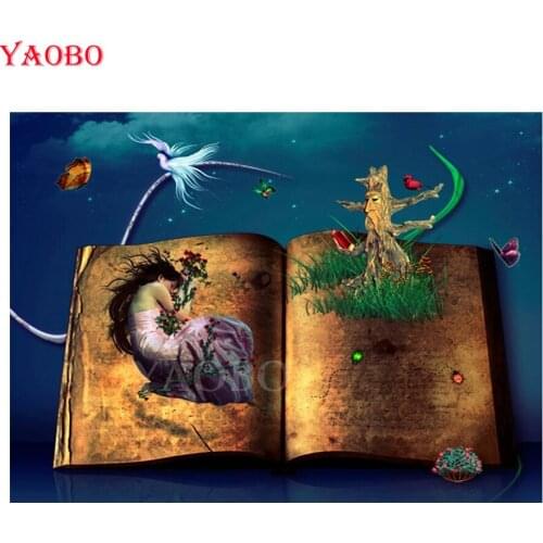 Full Square round 5D DIY Diamond Painting Book Fairy Tree Bird Butterfly Cross Stitch Rhinestone Mosaic Painting Home Decoration