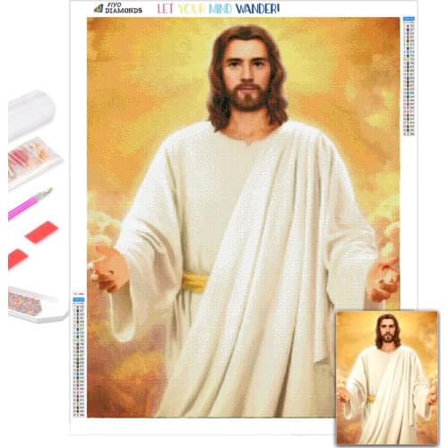 5D DIY Full Round/Square Drill Diamond Painting Jesus Diamond Embroidery Cross Stitch Mosaic Religion Landscape Home Decor Gift