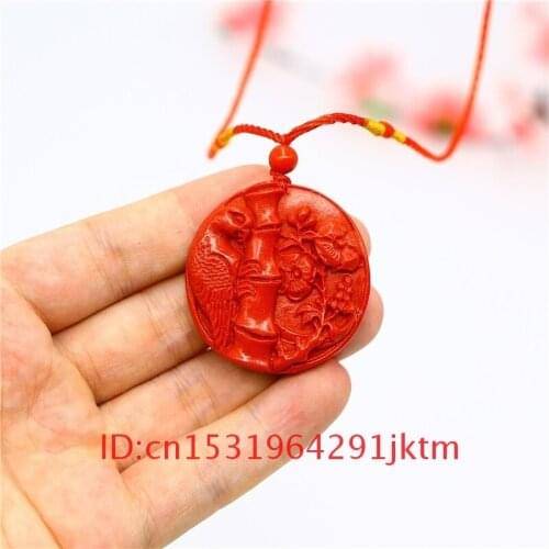 Parrot Amulet Organic Woman Cinnabar Necklace Natural Pendant Jewellery Gifts Carved Fashion Charm Chinese Red