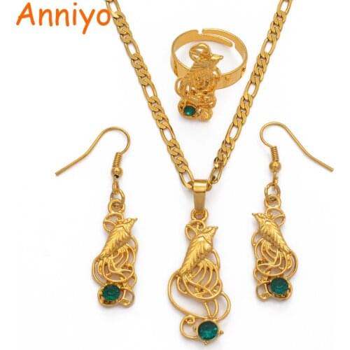Anniyo Noble Bird Pendant & Necklaces & Earrings & Rings for Woman,Papua New Guinea PNG Jewellery Party Gifts #109606GN