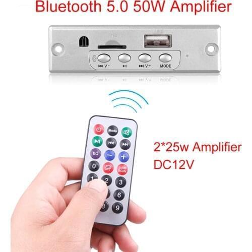 12V 50W Car Audio Module Wireless Bluetooth MP3 WMA Decoder Board Support USB TF FM Radio 2*25W Amplifier with Remote Control