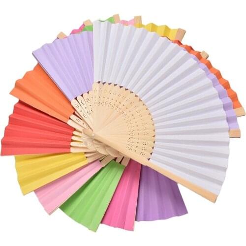 Free shipping 150pcs/lot 21cm solid color Paper hand fan wedding decoration party promotion gift favor